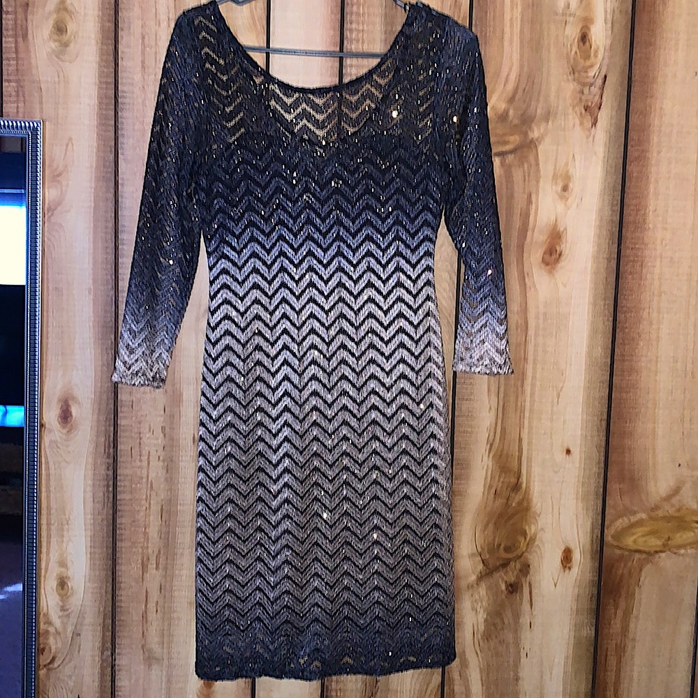 Black/Blue Gold sparkling Homecoming or Special Event Dress